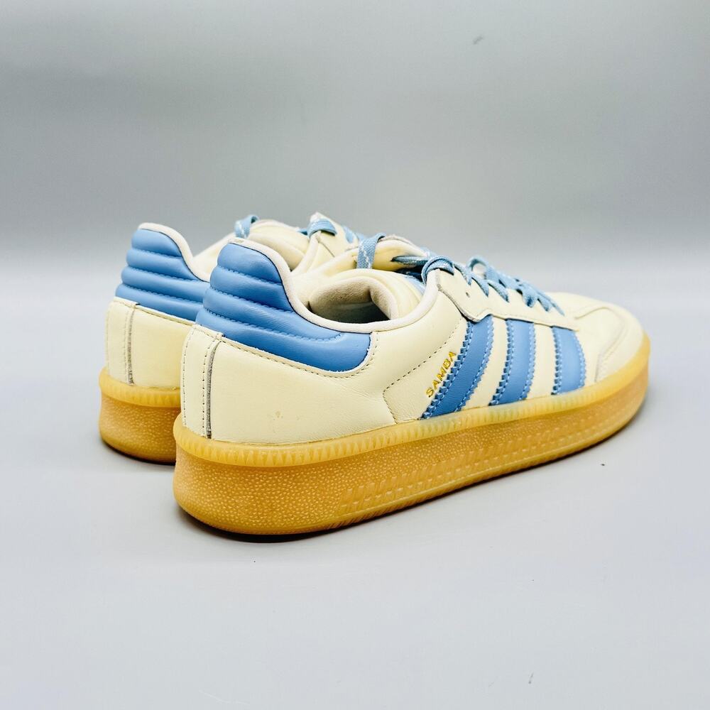 Adidas Originals Shoes Mens 8 White Blue Leather Samba Gum Sole Soccer Sneakers - Picture 7 of 11